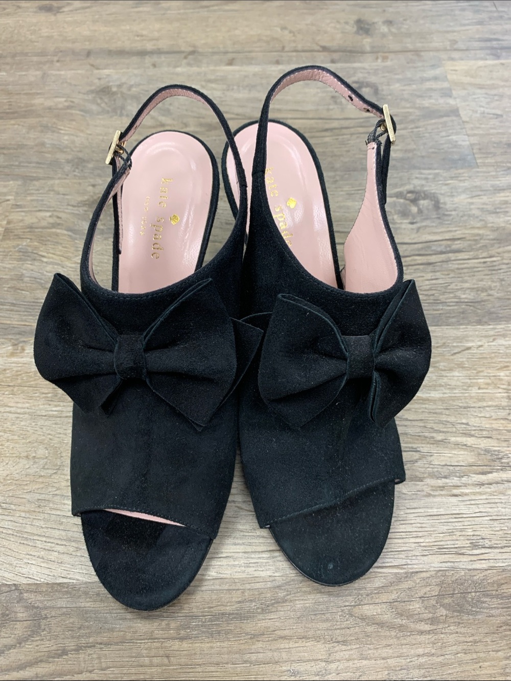 kate spade Black Suede Bow Slingback Heels Size 9